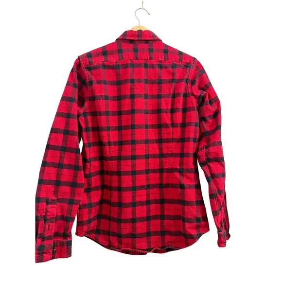 Filson Alaskan Guide Shirt Red Black Buffalo Check Brushed Cotton Shirt Medium